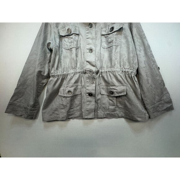 Chicos Womens Jacquard Utility Jacket  Sze 3 Gray Drawstring Waist Travel - Picture 5 of 15